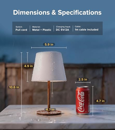 keysays Shower Lamp 5400mAh Cordless Rechargeable Table Lamp for Bathroom - image 7