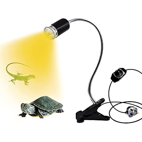Tortoise Heat Lamp,Heat Spotlight Basking Light for Aquarium Reptile, Plant Grow Light E27 Clip Lamp Holder with 360 ° Rotating Neck E27 Base Light Socket with Dimmable Switch and Plug (Black) Cover