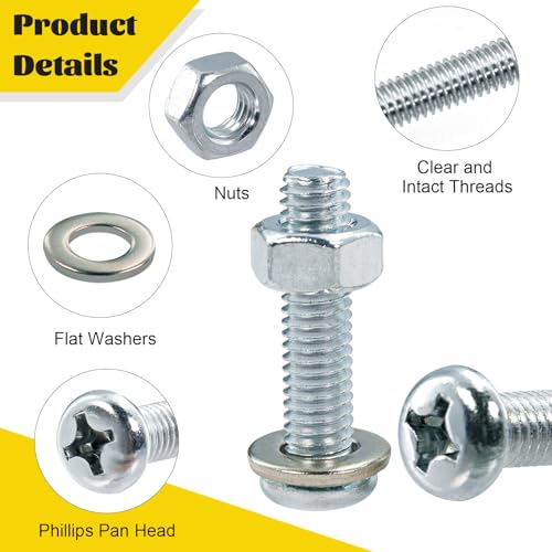 image for Fgruh 225pcs Screws and Nuts Assortment Kit,M4 M5 M6 Phillips Pan Head