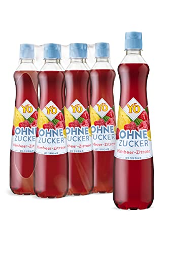 YO Sirup Himbeer-Zitrone (6 x 700 ml) ohne Zucker nur 2 Kalorien in 100 ml Fertiggetränk vegan 1x Flasche ergibt bis zu 6 Liter Fertiggetränk