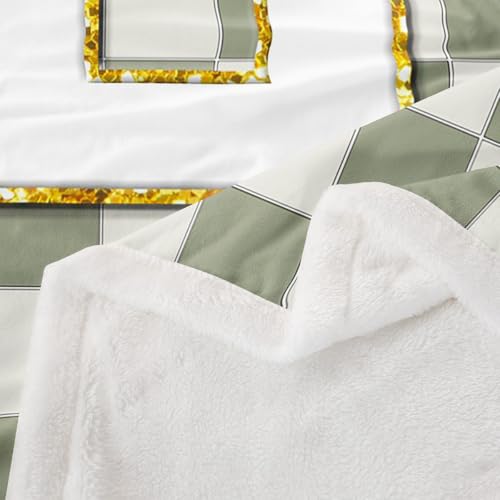 Image of Erosebridal Sage Green Checkered Fuzzy Plush Throw Plaid Initial L Fleece Blanket Personalized Monogram Sherpa Blanket for Kids Boys Girls,Fashion Grids Gingham Decor for Bed Couch Throw 50 inchx60 inch