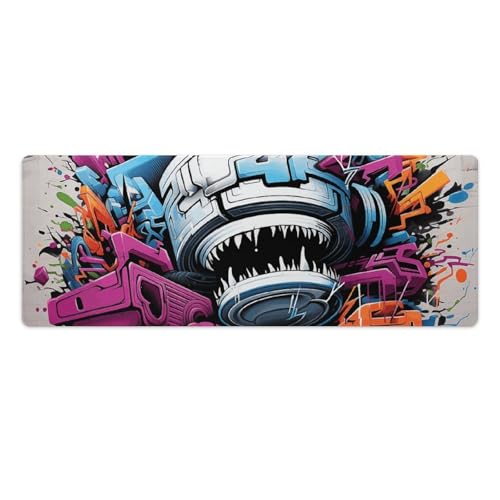Tapis de souris de jeu grand format étanche et sous-main de bureau graffiti