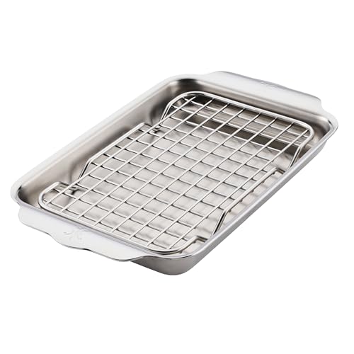Image of Hestan OvenBond Provisions - Tri-Ply Stainless Steel 2-Piece Mini-Eighth Sheet Pan & Rack Set (6 x 9 inch)