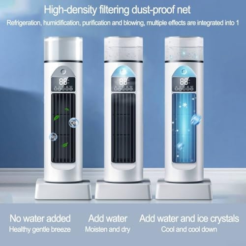 Gdfnmogo Oszillierender Turmventilator, Klimaanlage mit Luftbefeuchter- Funktion, LED- Display, Timer- Steuerung, mehrfarbiges Atmosphärenlicht, tragbarer Lüfter (schwarz)-4