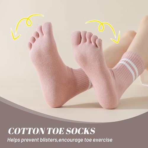 Toe Socks Women Five Fingers Crew Socks for Running Athletic Hiking Comfort Toe Separator Barefoot Sock 4 Pairs3