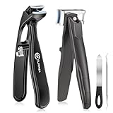 Toe Nail Clippers for Thick Toenails Curved Angled Head Nail Clippers for Thick Nails 360° Rotating Jaw Toenail Clippers for Comfortable Easy Trimming