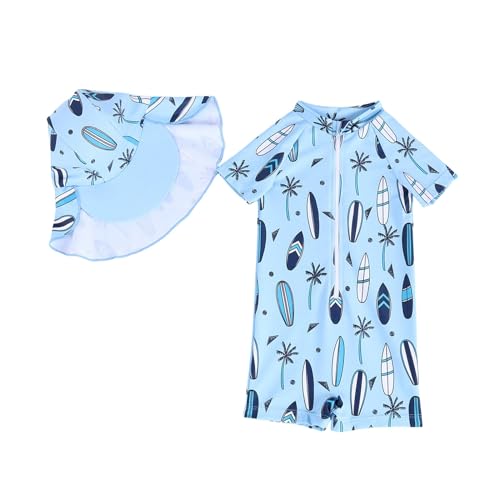 Maillot de bain une pièce bébé garçon avec bonnet de bain assorti