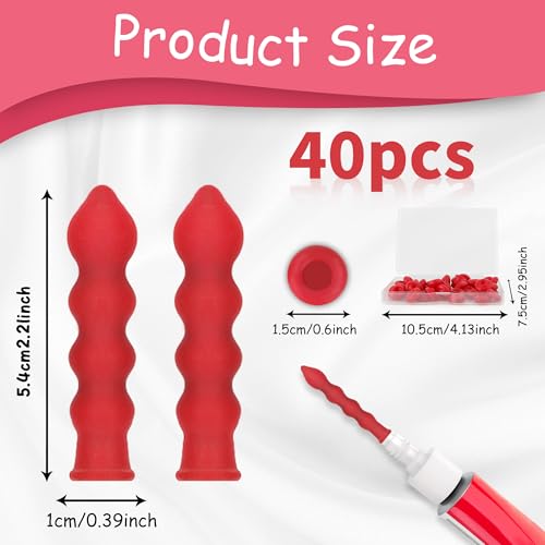 Image of 40 Pcs Caulk Caps, Red Caulk Saving Cap, Caulking Saver Cover, Finishing Tool Tube Sealer Caps, Open Caulking Tips for Sealing and Preserving, Universal Fit Silicone Saver with Storage Box
