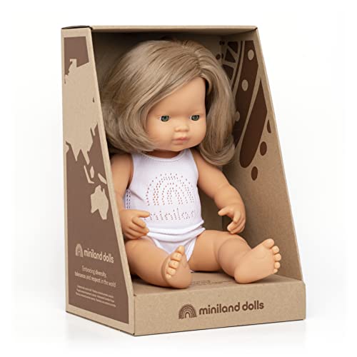 Image of Miniland Doll 15'' Caucasian Dirty Blond Girl (Box) - Made in Spain, Anatomically Correct, Quality