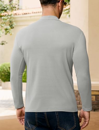 Vssjavun Mens Mock Turtleneck Sweater Long Sleeve Basic Slim Fit Pullover Sweaters Thermal Lightweight Undershirts