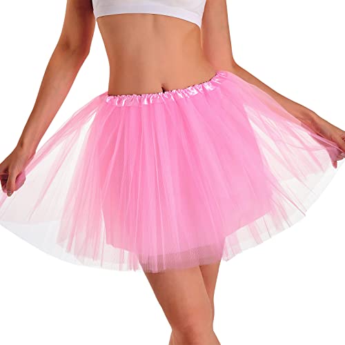 Phantomon Tutu Skirt Women's Teens Classic Elastic 4 Layered Tulle Ballet Tutu Skirt, Adult Size Non See-Through2