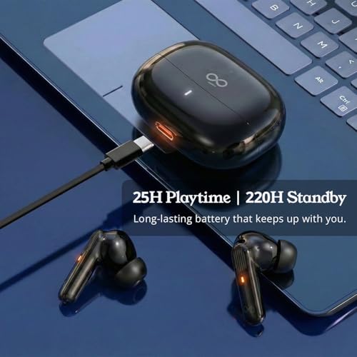Image of True Wireless Earbuds with 32dB Active Noise Cancellation, 13mm Drivers, Bluetooth 5.4, Quad Mic AI ENC for Clear Calls, 45ms Low Latency Game Mode, 25H Playtime Deep Bass TWS Earbuds