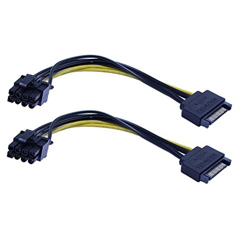 zdyCGTime 15-Pin SATA Male to 8-Pin (6+2 Pin) PCI-Express Female Video Card Power Adapter Cable.(2Pack) Cover