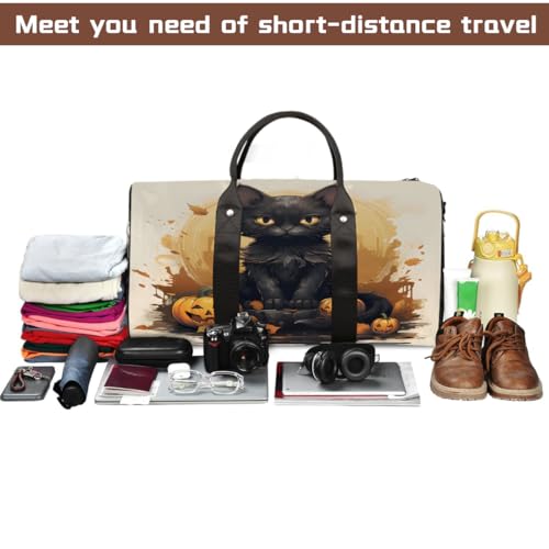 Halloween Black Cat Travel Duffel Bag for Women Men, Sport Tote Gym Bag Foldable Weekender Overnight Bag Waterproof Carry On Luggage Bag4