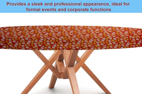 Image of The Furnishing Tree Round Elastic Fitted Dining Table Cover WxL 40x40 Inches Mini Floral Pattern Orage