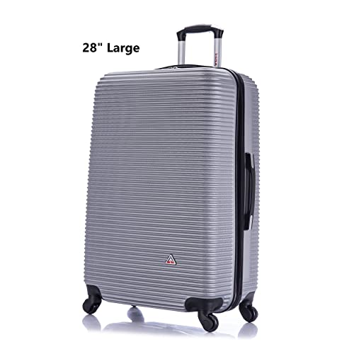 Inusa Royal Hardside Luggage Set With Spinner Wheel, Travel Suitcases With Ergonomic Gel Handle And Studs, Silver, 3 Piece Set (20/24/28) #TOP4
