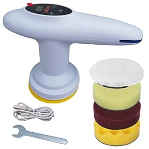 Cordless Car Polisher, 4 inch Car Buffer Polisher Kit, 12V w/ 2.0Ah Battery and Fast Charger, 2500-6000 RPM 6 Variable Speed, 4 Polishing Pads, for Car Detailing Car Scratch Repairing