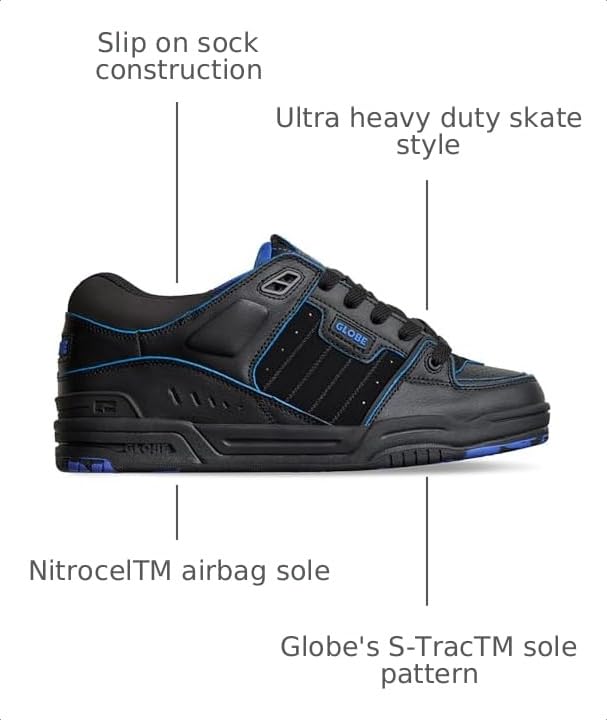 Image of Globe Men's Fusion, Black /Blue /Mosaic, 7, Medium