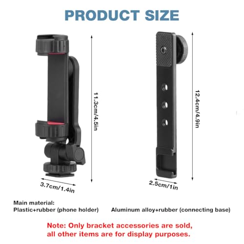 Image of ZORBES Compatible with Pocket 3, Action Camera Attachment Phone Bracket Phone Mount with Cold Shoe Mount, Flexible Angle Adjustment, 1 /4'' Screw Tripod or Selfie Stick Compatible