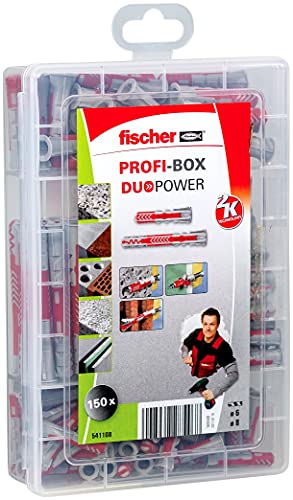 fischer 541108 PROFIbox DUOPOWER Taco Assortment Box, red and Grey, Sin tornillo