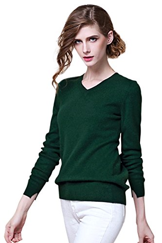 ZHILI Women's V-Neck Cashmere Pullover Sweater