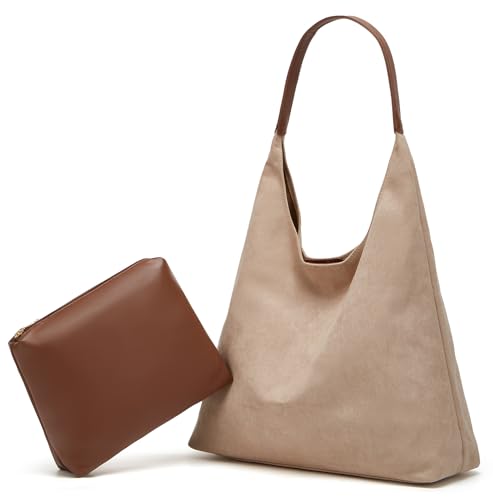 Image of 2 Pcs Slouchy Hobo Bags Women Suede Crescent Satchels Shoulder Bag Crossbody Purse Top-handle College Tote Handbag 2026