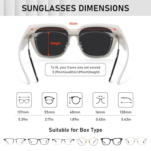 Image of HAOLOTA Polarized Fit Over Glasses Sunglasses for Women Men Trendy Square Wrap Around Shades UV Protection