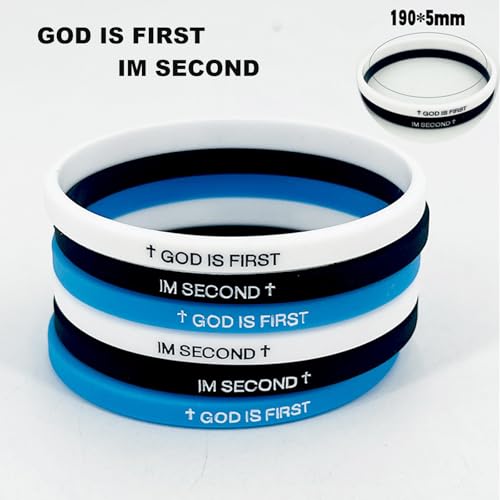 3PCS GOD IS FIRST BRACELET, GOD IS FIRST IM SECOND Inspirational Bracelets for Men Women Christian Rubber Bracelets Engraved Bible Verses Cross Bracelet Faith Silicone Wristbands Jewelry3