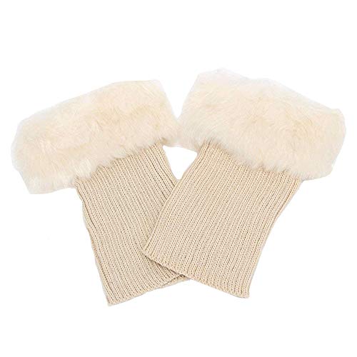 Image of Women Winter Faux Fur Boot Cuff Crochet Knit Boots Socks Short Leg Warmers