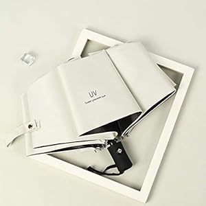 Mini vijfvoudige zon-, regen- en parasoltas paraplu zwarte lijm, bescherming tegen de zon en uv-bescherming vrouwen vouwen zonneparaplu – automatisch UV-wit