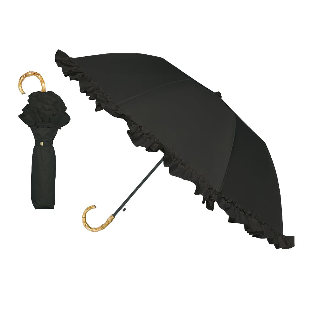ピコ　新品未使用　フリル　日傘　晴雨兼用　ブラック 100％完全遮光 日傘 晴雨兼用傘[品番：MCOW0000669]｜macocca