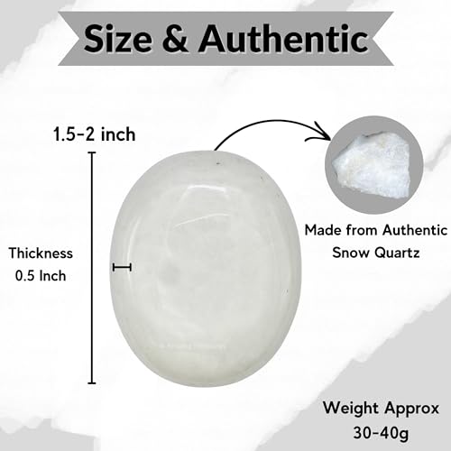 Image of Amazing Gemstone Snow Quartz Crystals and Healing Stones - Large Palm Stone Crystals Piedra - Crystal for Good Luck, Balanced Positive Energy, Meditation - Unique Stocking Stuffers, Gifts for Women