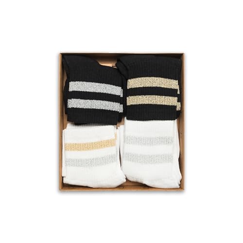 RAFRAY Women's Athletic Glitter Socks Quarter Length, Premium Sports Socks Glitter, 4 Pairs, Size 5-9.54