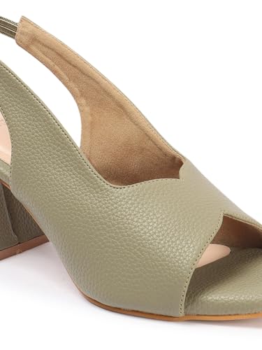 Image of Carlton London Women Stylish Backstap Sandal with Block Heels, Square Toe for Casual Wear