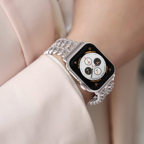 Image of Gold Watch Bands for Women Compatible with Apple Watch Band 38mm 40mm 41mm 42mm 44mm 45mm 46mm 49mm Adjustable Metal Band Cowboy Steel Chain Bracelet for iWatch Series1 /2 /3 /4 /5 /6 /7 /8 /9 /10 /11 /SE