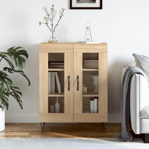 Higsose Aparador de madera de roble Sonoma, 69,5 x 34 x 90 cm, aparador de madera, cajones, armario para cajoneras, armario estrecho, armario de cajones