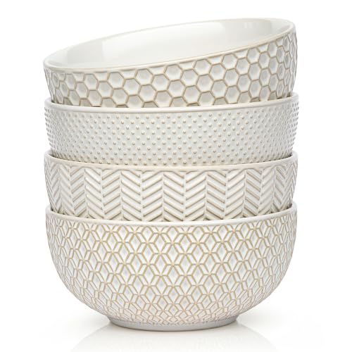 KooK Ceramic Soup Bowls, Embossed, Oven Safe...