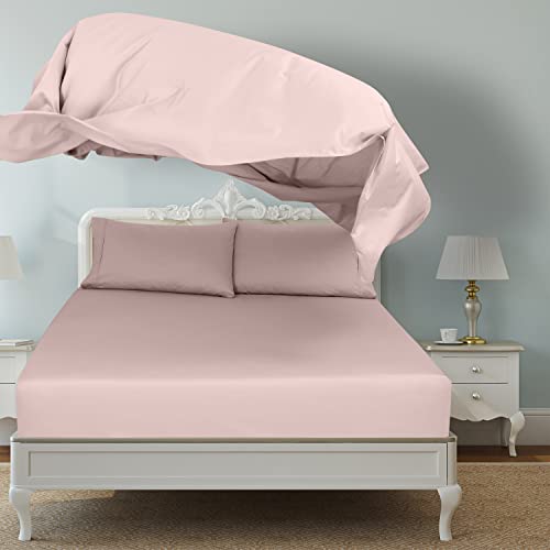 Image of Royale Linens 2 Pack Bulk Flat Sheet Set - Top Sheets - Soft 1800 Microfiber - Stain Resistant - for Hotel, Massage Table, Hospital, Dorm - California King Flat Sheet Sold Separately (King Cal, Pink)