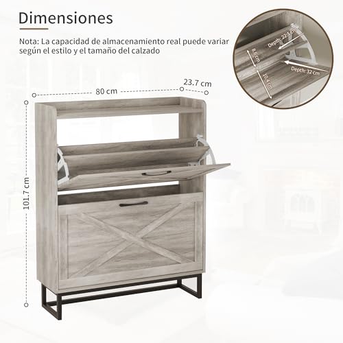 Variante de BonVache armario zapatero estrecho 2 cajones Gris