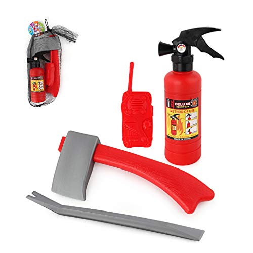 MINGSTORE 4pcs/Set Children Firefighter Fireman Cosplay Toys Kit Fire Extinguisher Intercom Axe Wrench Gifts for Kids