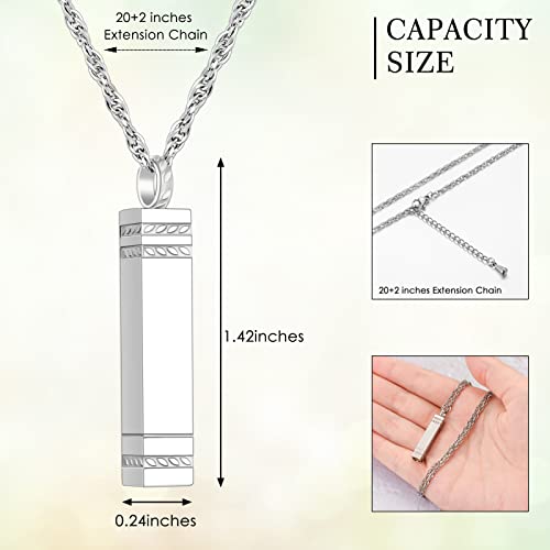 abooxiu Urn Necklace for Ashes Memorial Cremation Jewelry for Ashes Stainless Steel Ashes Jewelry Cube Ashes Necklace Bar Urn Pendant for Women Men3