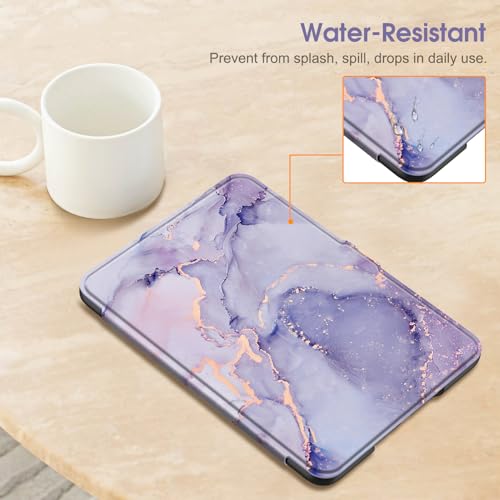 Image of Fintie Case for 7 inch All-New Kindle Paperwhite (12th Generation, 2024) and Kindle Colorsoft Signature Edition - Slim Lightweight Shell PU Leather Protective Cover with Auto Sleep /Wake, Lilac Marble