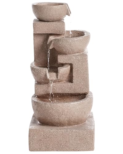 Fontaine de Jardin en Résine Accessoire Extérieur Cascade Marron Clair Vallesinella