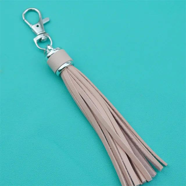 4-6Pcs Faux PU Leather Tassel Pendants Women Men Key Chain Silver Lobster Holders DIY Decorate Jewelry Accessory-4Pcs-27 Korean flour