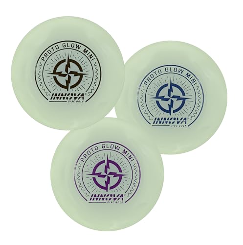 Innova Discs Proto Glow Mini 3 Pack – Glow in The Dark Mini Markers for Disc Golf for Marking Your Lie, Doubles, Mini Targets (3 Pack)