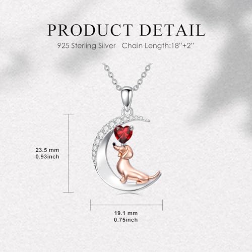 Image of PROESS Animal Birthstone Necklace 925 Sterling Silver Otter /Axolotl /Hippo /Elephant /Dachshund /Monkey /Red Panda Pendant Necklace Animal Birthstone Jewelry Gifts for Women