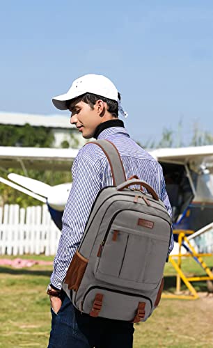 Tzowla Canvas Laptop Backpack,School Backpack for Men Women,Travel Rucksack Fits 15.6-17.3"Laptop, Bookbag with USB Charging Port