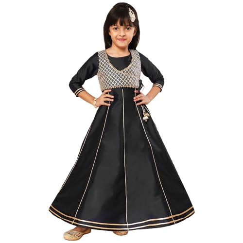 Image of A.T.U.N. (ALL THINGS UBER NICE) Girls Woven Design Gota Jacket Maxi Anarkali Gown