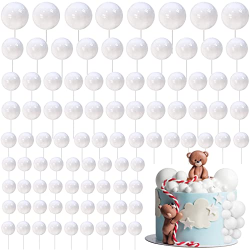 Tondiamo 108 Pcs Ball Cake Toppers, 5 Sizes for Cake Decorating, 5, A
