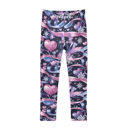 Ribbons Snowflakes Hearts Girls Leggings Athletic Pants Tights Stretch Bottom